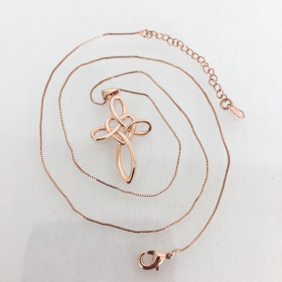 Women’s Copper Celtic Knot Cross Pendant and Box Chain Necklace Shiny Religious - Picture 11 of 11